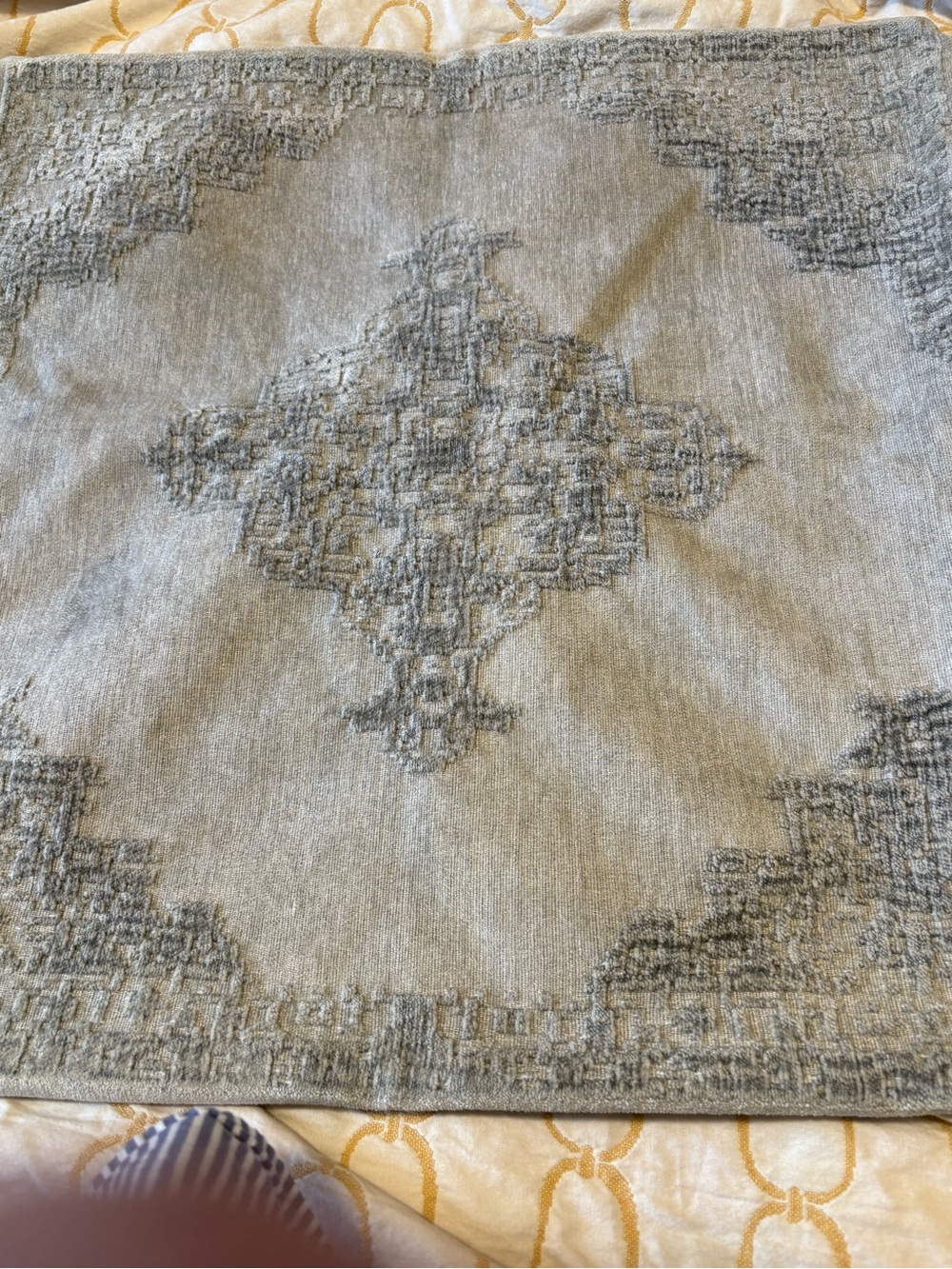 Pottery Barn Light Gray Textured Medallion Accent Pillow Cover